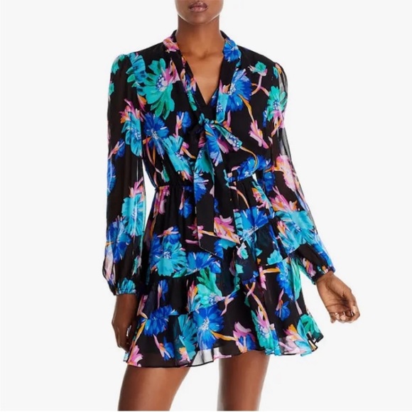 MILLY NWT Multi Blue Hadlee Floating Cosmos Print Dress Size 0 - Picture 3 of 7